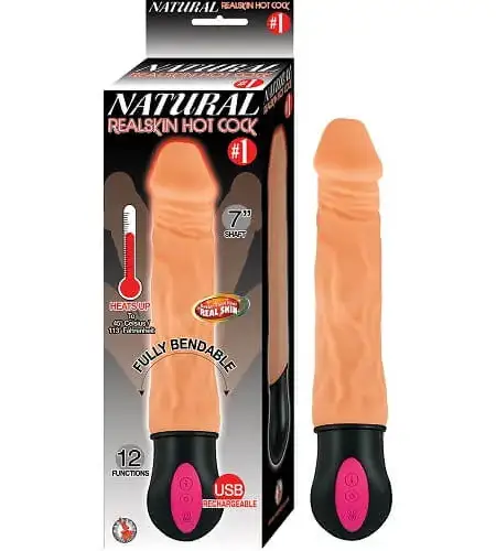 Realistic Warming 7 inch Vibrating Dildo Flesh
