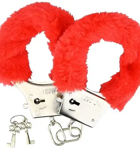 Loving Joy Furry Handcuffs Red