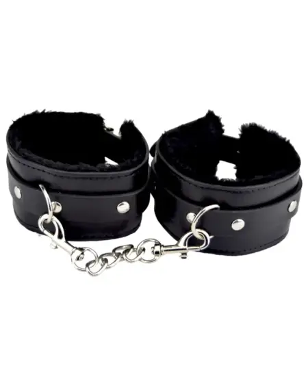 Bound to Please Furry Plush Wrist Cuffs Black