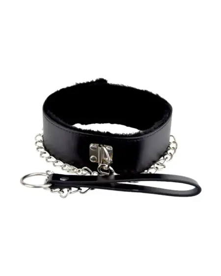 Bound to Please Furry Collar with Leash Black