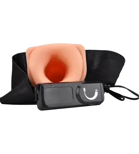 Loving Joy 8 Inch Vibrating Hollow Strap On Vanilla