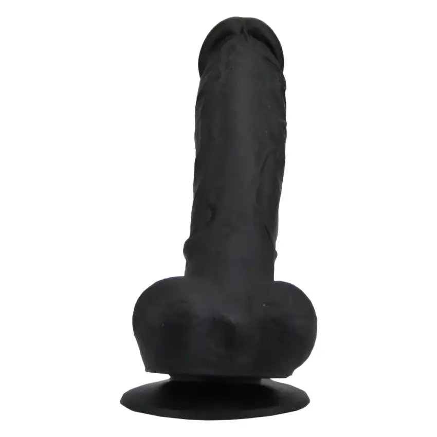 Loving Joy 9 Inch Realistic Silicone Dildo with Suction Cup and Balls Black - Image 2