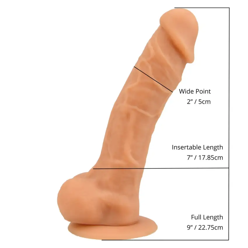 Loving Joy 9 Inch Realistic Silicone Dildo with Suction Cup and Balls Vanilla - Image 5