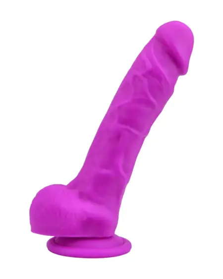 Loving Joy 8 Inch Realistic Silicone Dildo with Suction Cup and Balls Purple