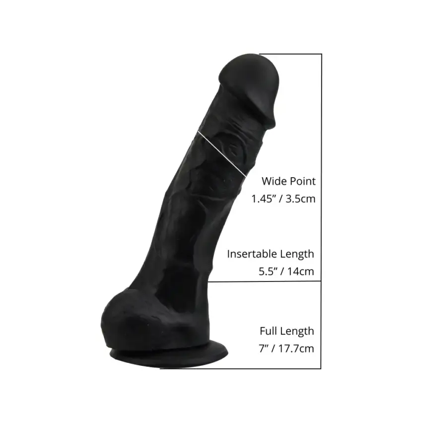 Loving Joy 7 Inch Realistic Silicone Dildo with Suction Cup and Balls Black - Image 5