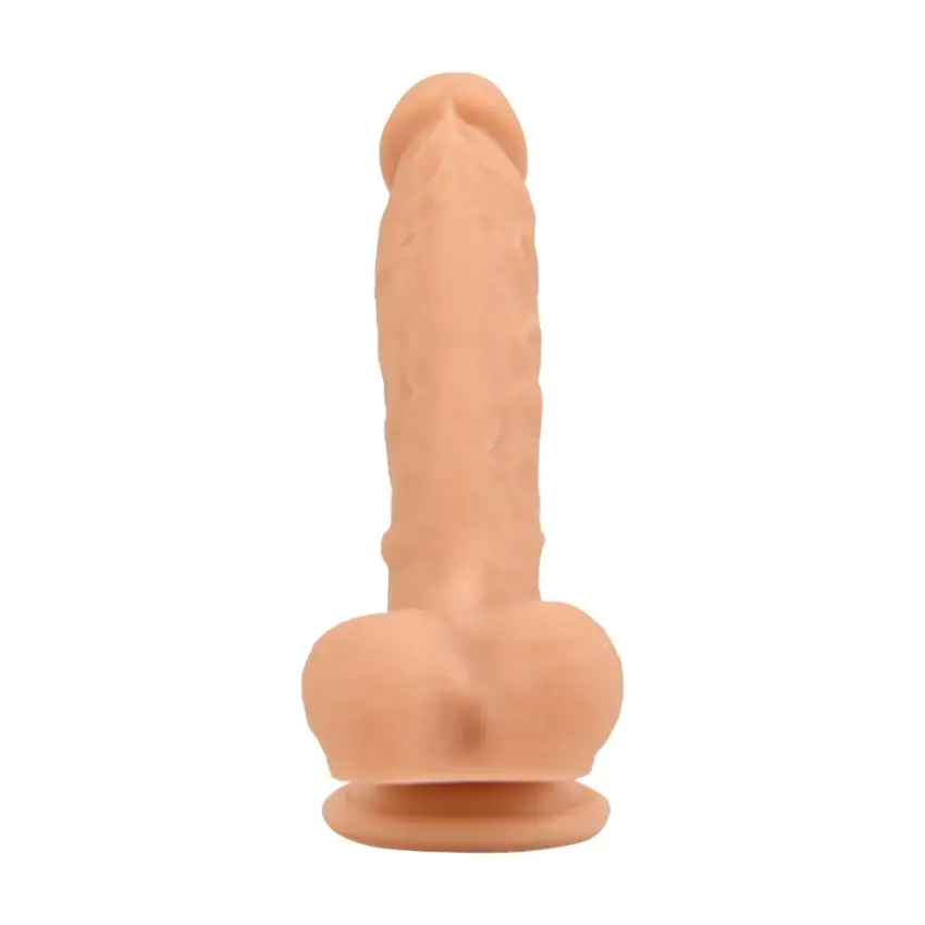 Loving Joy 8 Inch Realistic Silicone Dildo with Suction Cup and Balls Vanilla - Image 2