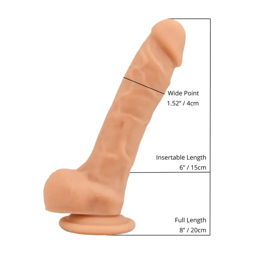 Loving Joy 8 Inch Realistic Silicone Dildo with Suction Cup and Balls Vanilla - Image 5