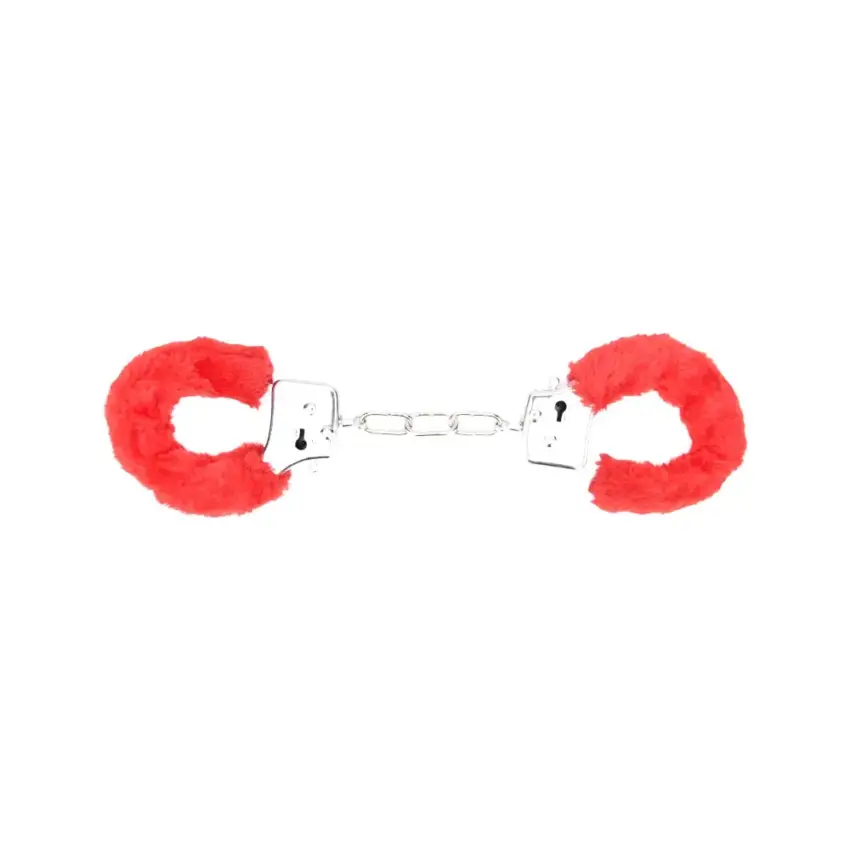 Bound to Play. Heavy Duty Furry Handcuffs Red