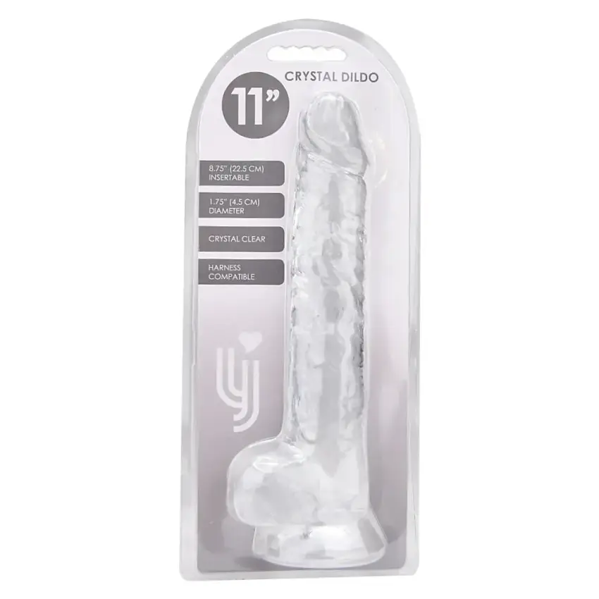 Loving Joy 11 Inch Dildo with Balls Clear - Image 6