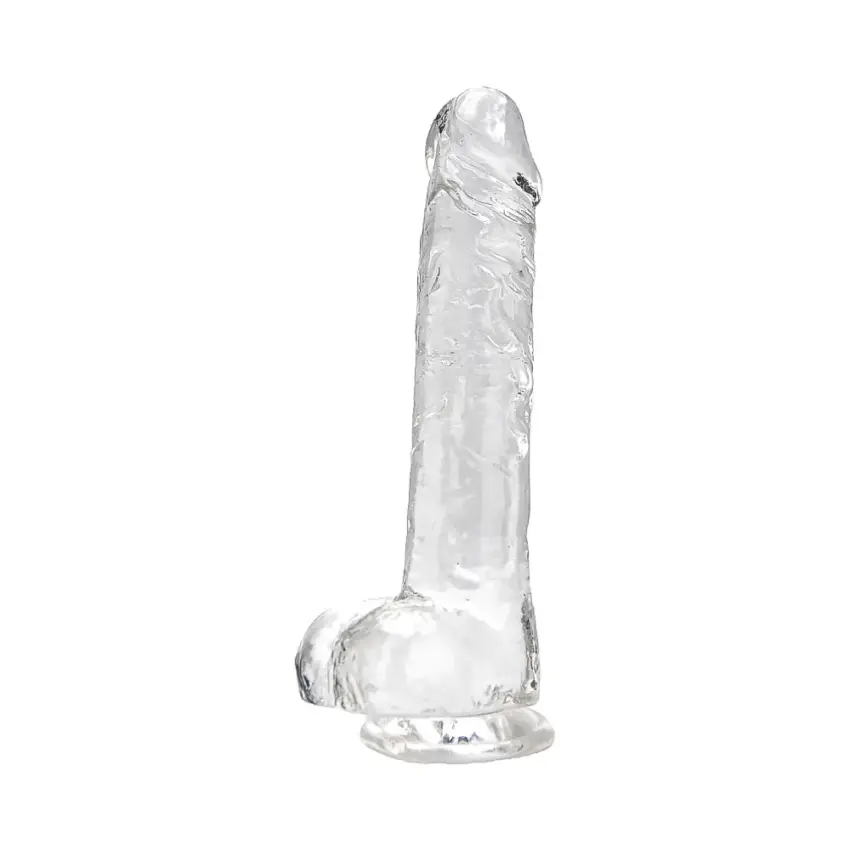 Loving Joy 8 Inch Dildo with Balls Clear - Image 3