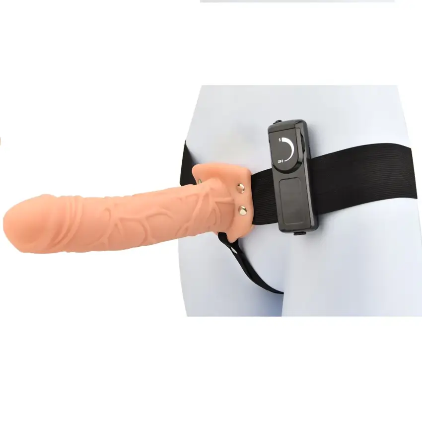 Loving Joy 8 Inch Vibrating Hollow Strap On Vanilla - Image 4