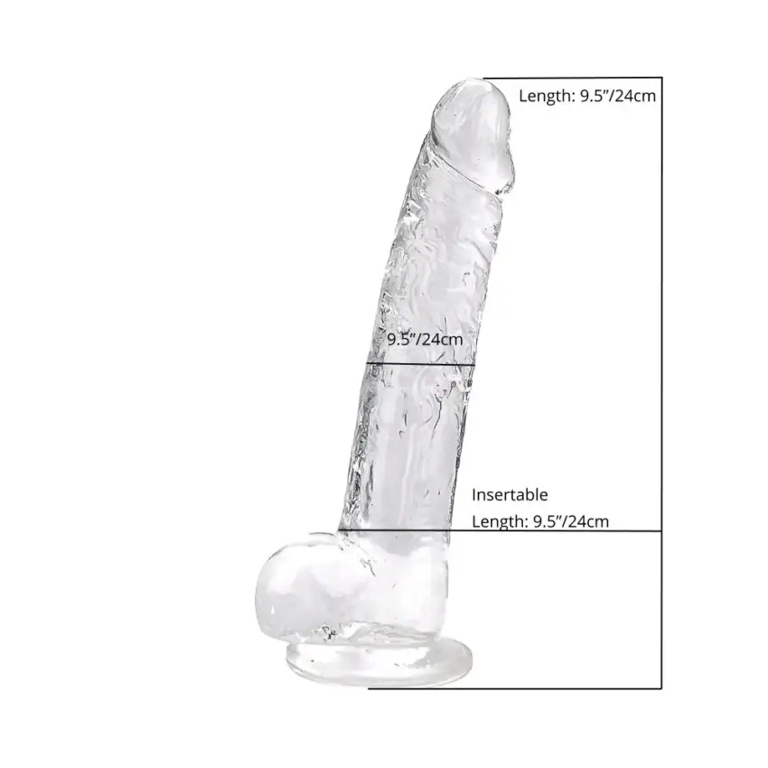 Loving Joy 9 Inch Dildo with Balls Clear - Image 12