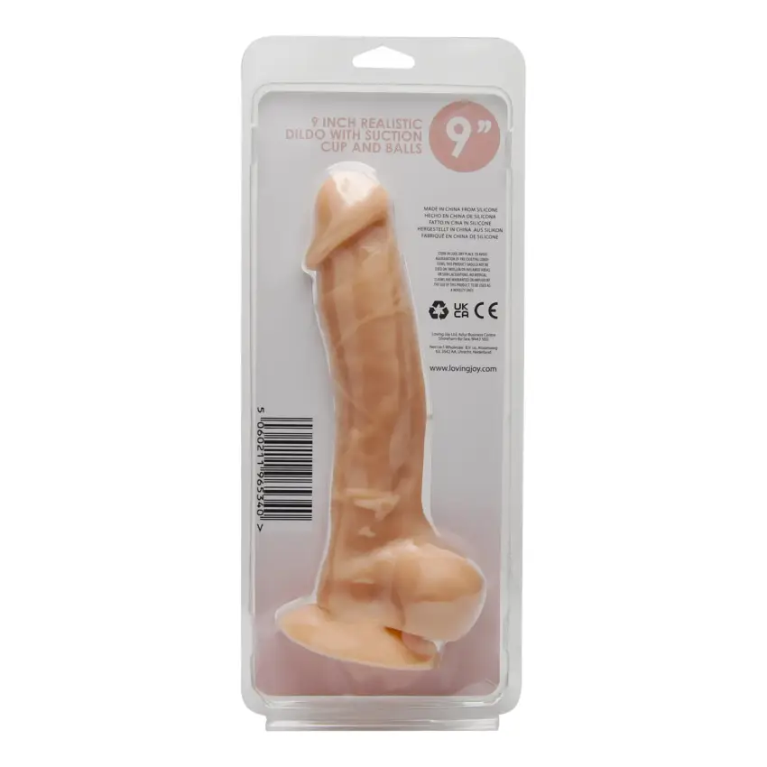 Loving Joy 9 Inch Realistic Silicone Dildo with Suction Cup and Balls Vanilla - Image 7