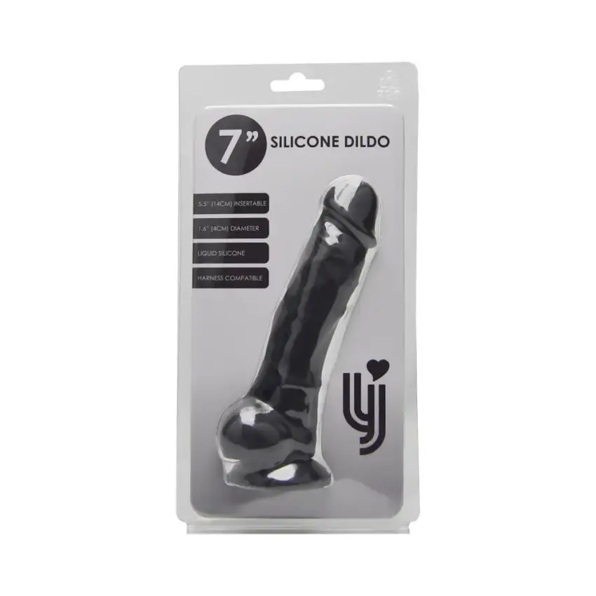 Loving Joy 7 Inch Realistic Silicone Dildo with Suction Cup and Balls Black - Image 6