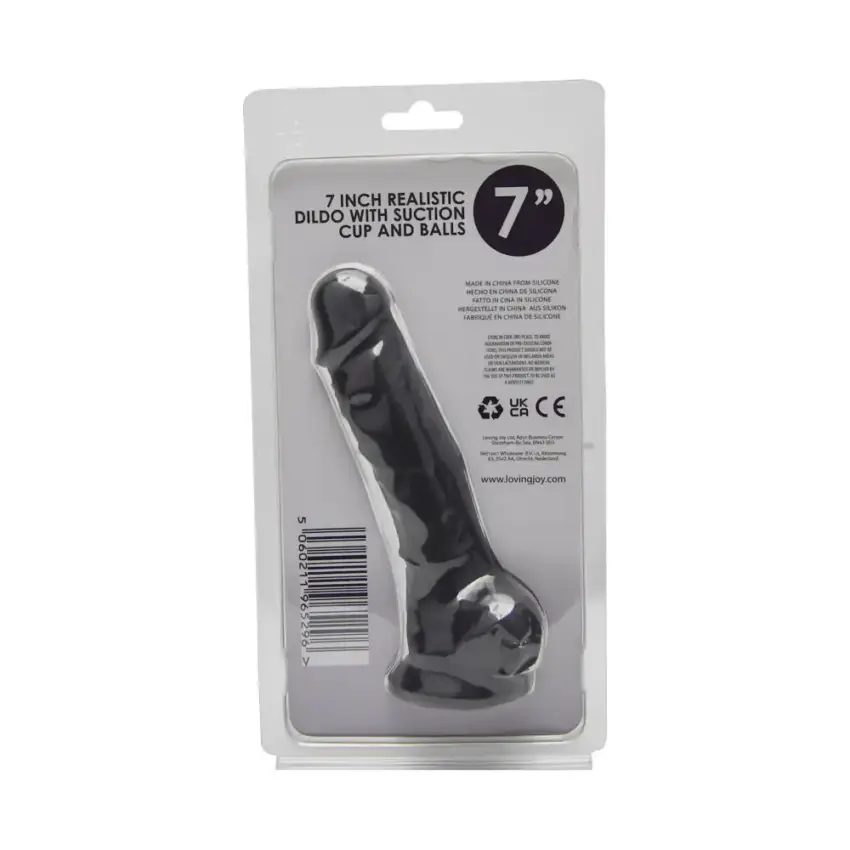 Loving Joy 7 Inch Realistic Silicone Dildo with Suction Cup and Balls Black - Image 7