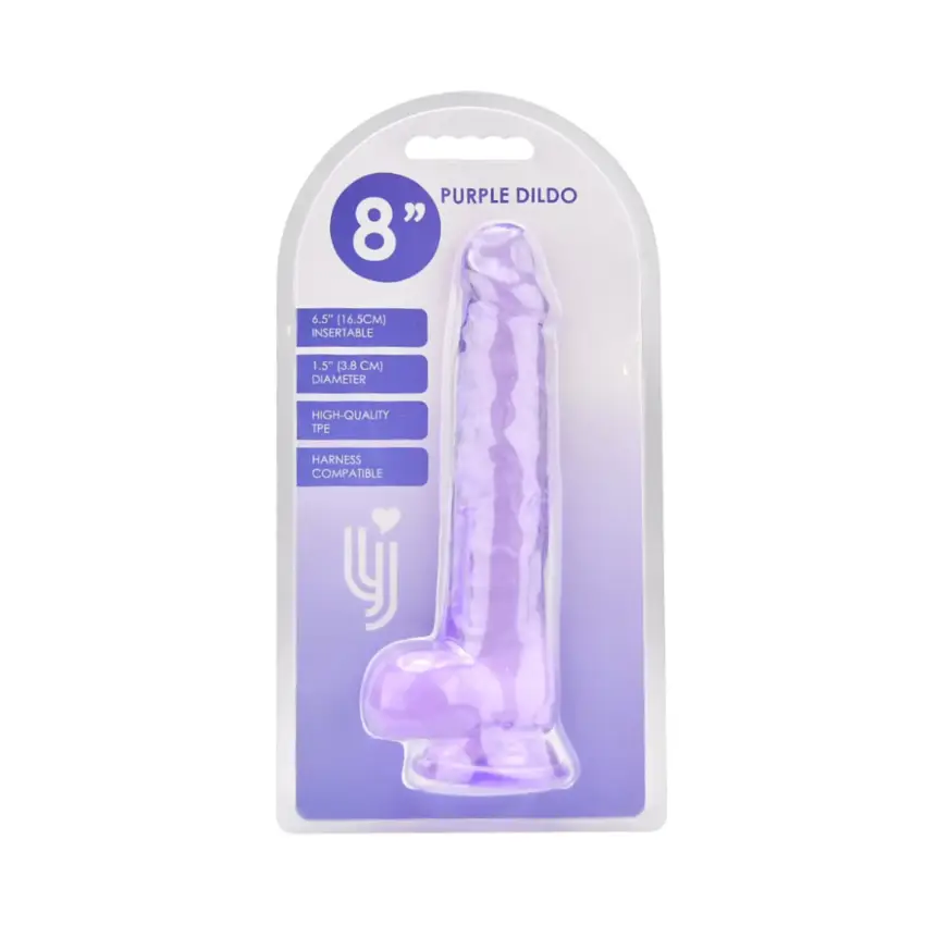 Loving Joy 8 Inch Dildo with Balls Purple - Image 6