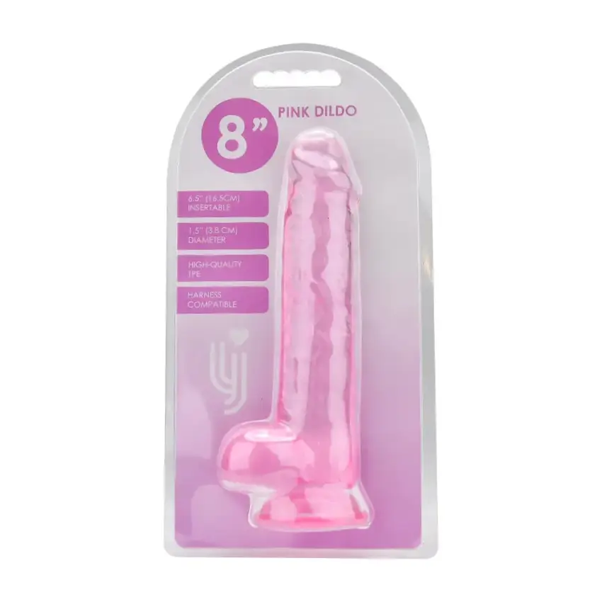 Loving Joy 8 Inch Dildo with Balls Pink - Image 4