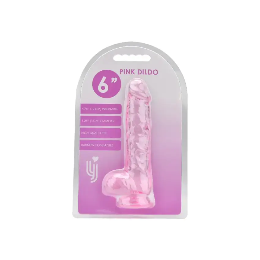 Loving Joy 6 Inch Dildo with Balls Pink - Image 4