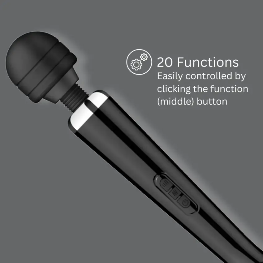 Loving Joy Rechargeable Magic Wand Vibrator Black - Image 3