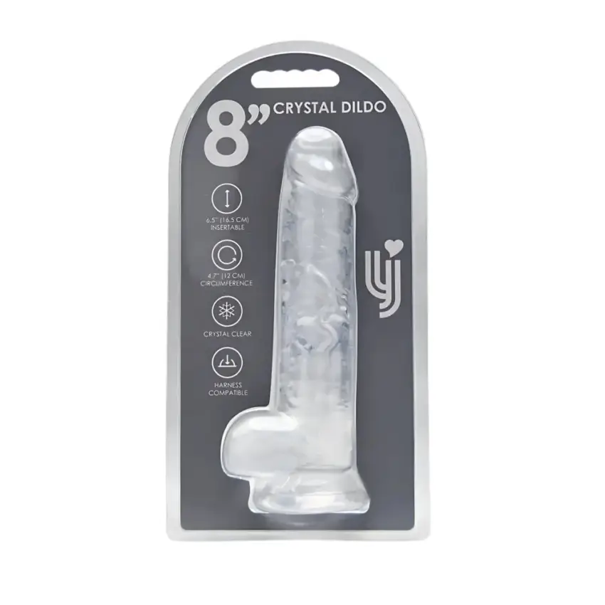 Loving Joy 8 Inch Dildo with Balls Clear - Image 13