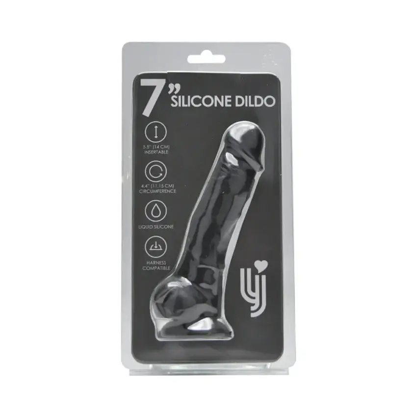 Loving Joy 7 Inch Realistic Silicone Dildo with Suction Cup and Balls Black - Image 8
