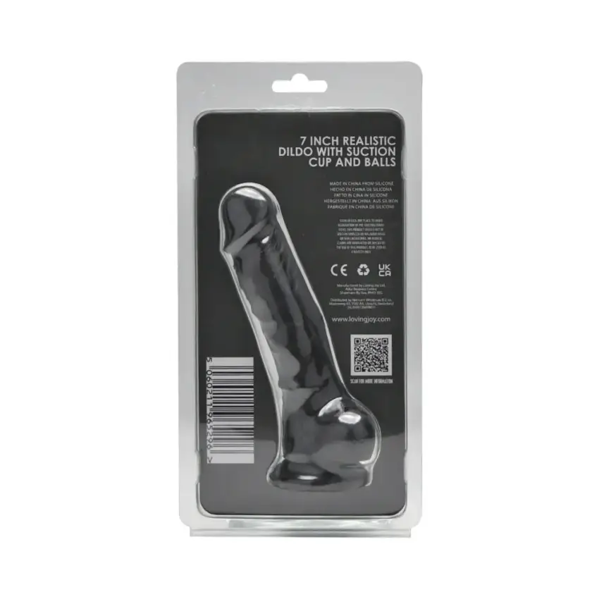 Loving Joy 7 Inch Realistic Silicone Dildo with Suction Cup and Balls Black - Image 9