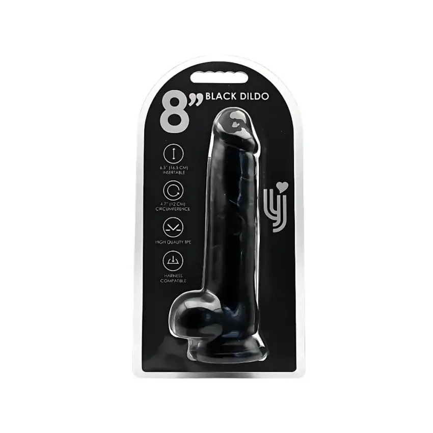 Loving Joy 8 Inch Dildo with Balls Black - Image 4