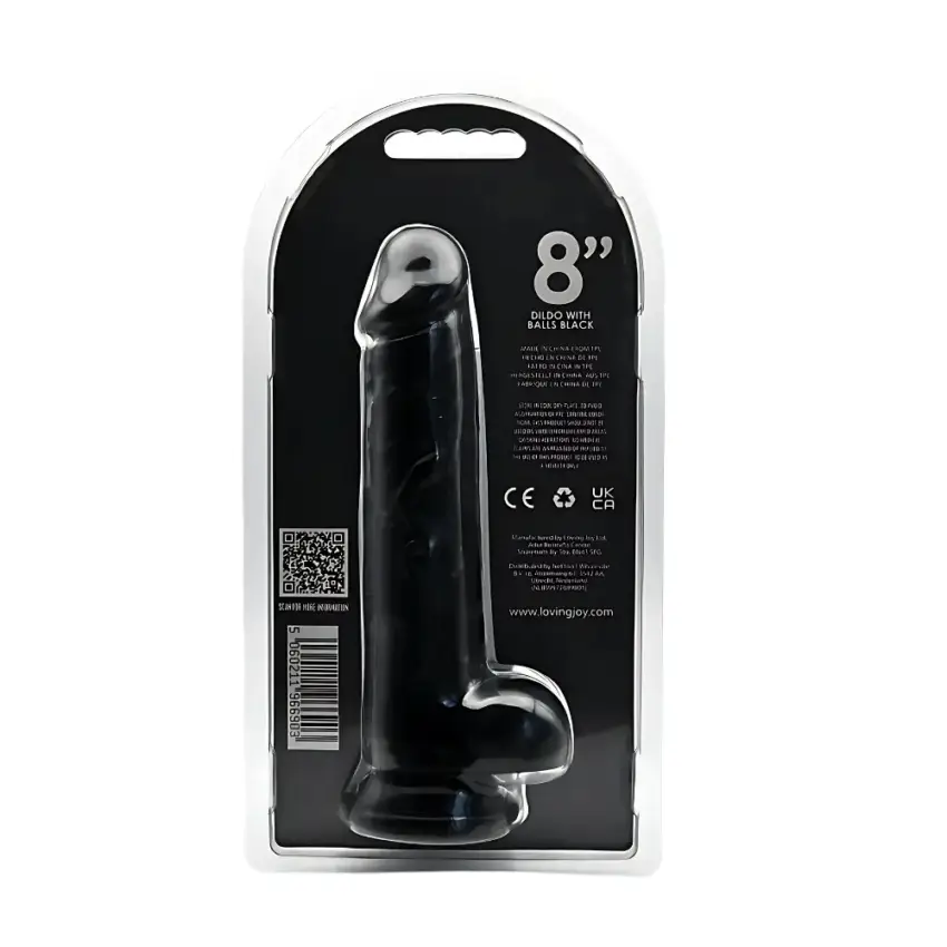 Loving Joy 8 Inch Dildo with Balls Black - Image 5