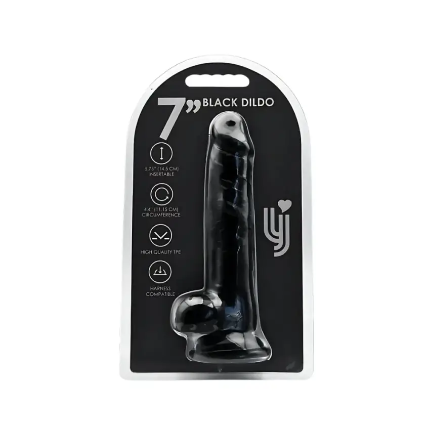 Loving Joy 7 Inch Dildo with Balls Black - Image 4