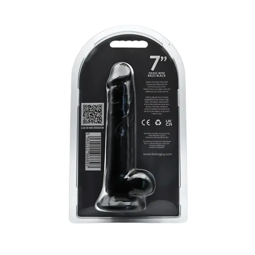 Loving Joy 7 Inch Dildo with Balls Black - Image 5