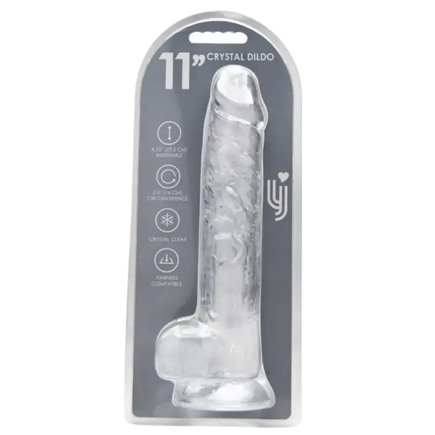 Loving Joy 11 Inch Dildo with Balls Clear - Image 15