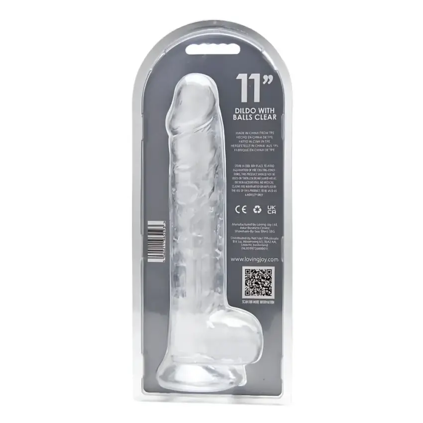 Loving Joy 11 Inch Dildo with Balls Clear - Image 16