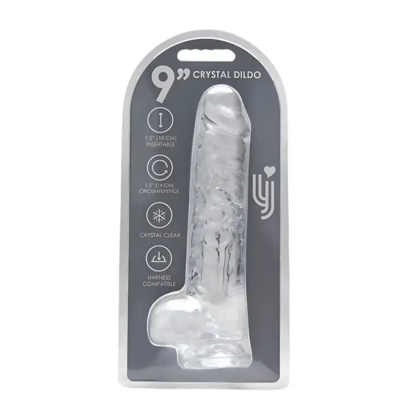 Loving Joy 9 Inch Dildo with Balls Clear - Image 17