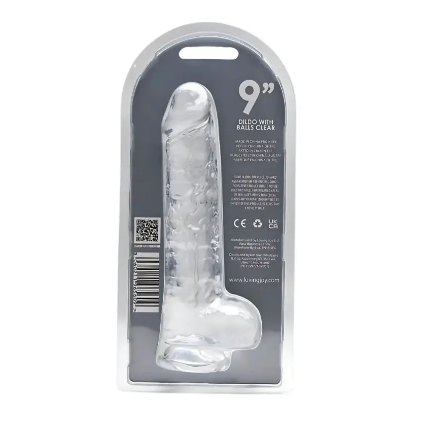 Loving Joy 9 Inch Dildo with Balls Clear - Image 18
