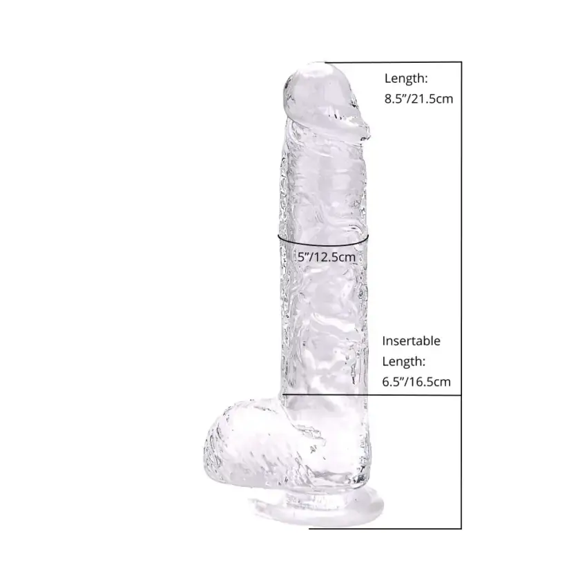 Loving Joy 8 Inch Dildo with Balls Clear - Image 15