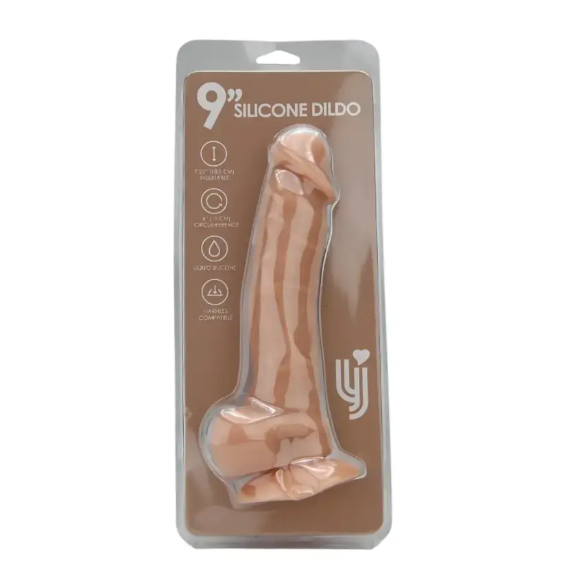Loving Joy 9 Inch Realistic Silicone Dildo with Suction Cup and Balls Vanilla - Image 9