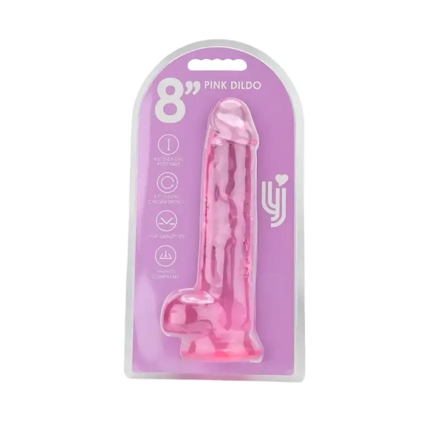 Loving Joy 8 Inch Dildo with Balls Pink - Image 6