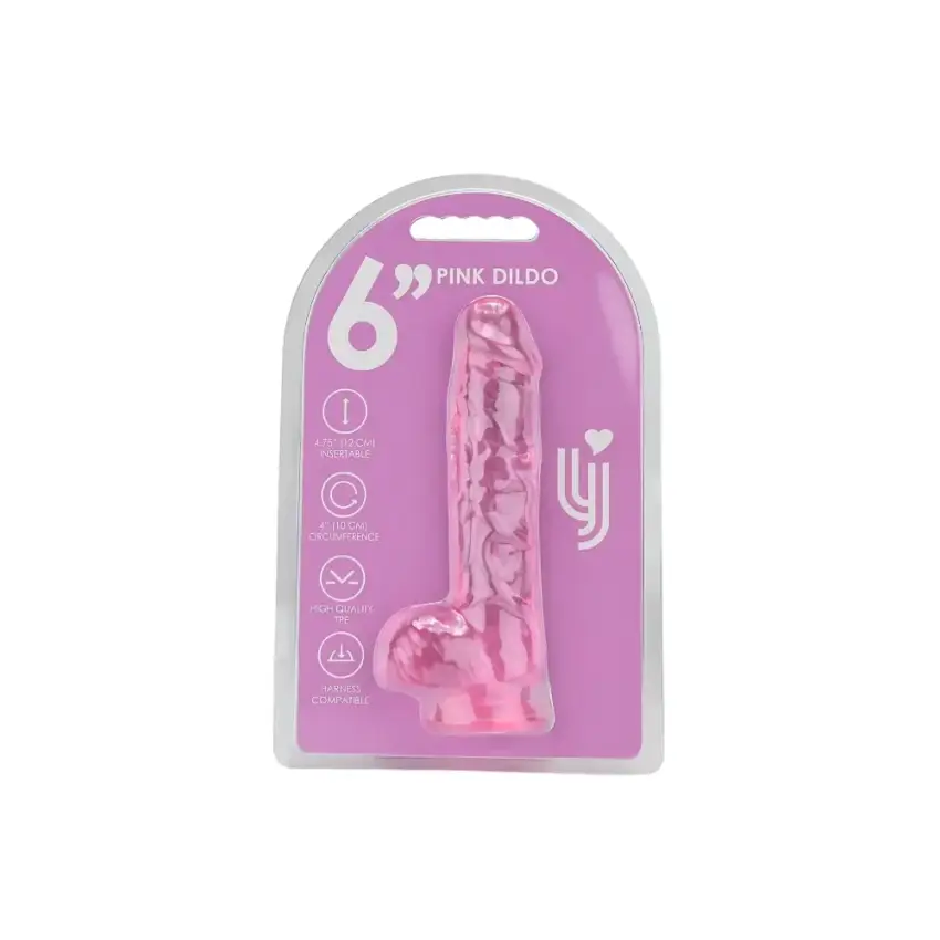 Loving Joy 6 Inch Dildo with Balls Pink - Image 6